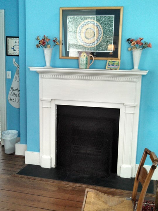 The Blue Room fireplace at 15 Church St Bed & Breakfast in Charleston, SC